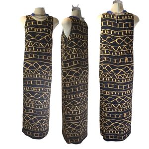Jones New York Black and Brown Printed Pull up Maxi Dress Size 8